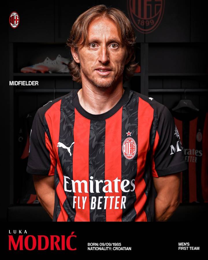 官方公告！ 39歲的莫德里克（Modric）穿著14號(hào)球衣加入AC Milan 成為自由球員